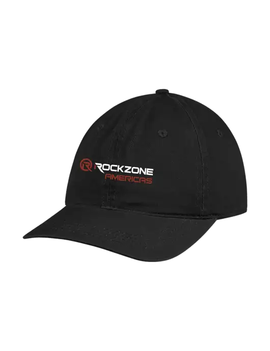 Garment Washed Unstructured Twill Black Cap w/RockZone Americas Logo