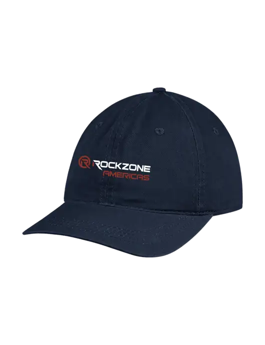 Garment Washed Unstructured Twill Navy Cap w/RockZone Americas Logo