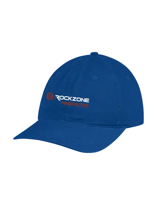 Garment Washed Unstructured Twill Royal Cap w/RockZone Americas Logo