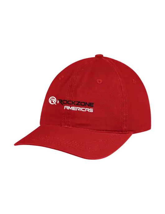 Garment Washed Unstructured Twill Red Cap w/RockZone Americas Logo