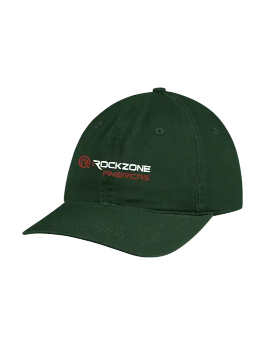 Garment Washed Unstructured Twill Dark Green Cap w/RockZone Americas Logo