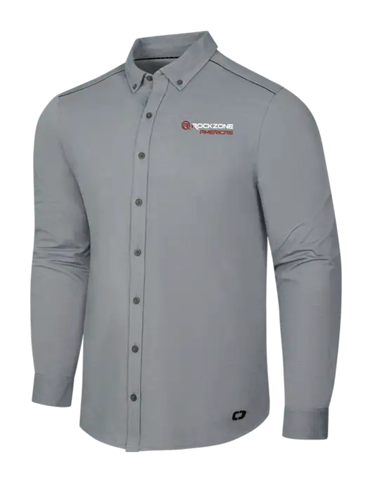 OGIO Medium Grey Heather Modern Code Stretch Button-Up Shirt w/RockZone Americas Logo