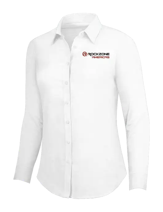 White Womens SuperPro Oxford Shirt w/RockZone Americas Logo