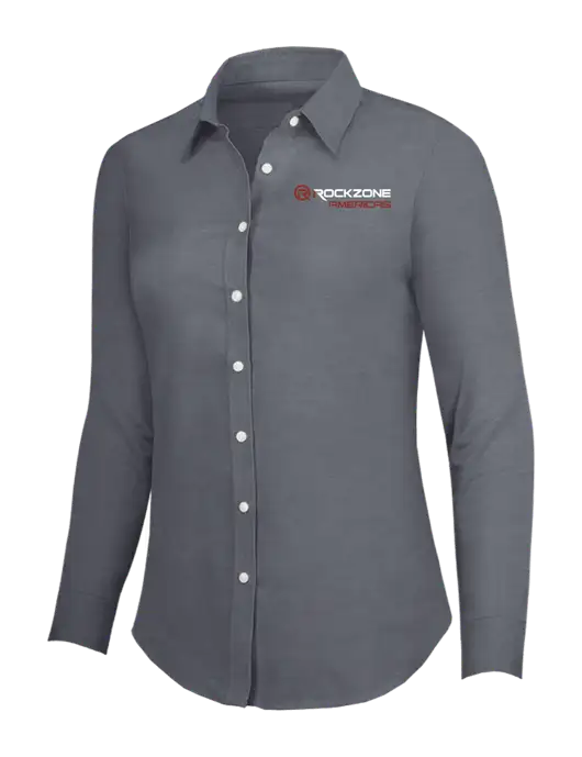 Dark Grey Womens SuperPro Oxford Shirt w/RockZone Americas Logo