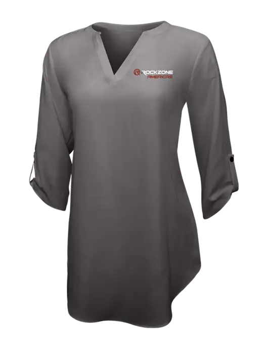 Dark Grey Womens 3/4 Sleeve Tunic Blouse w/RockZone Americas Logo