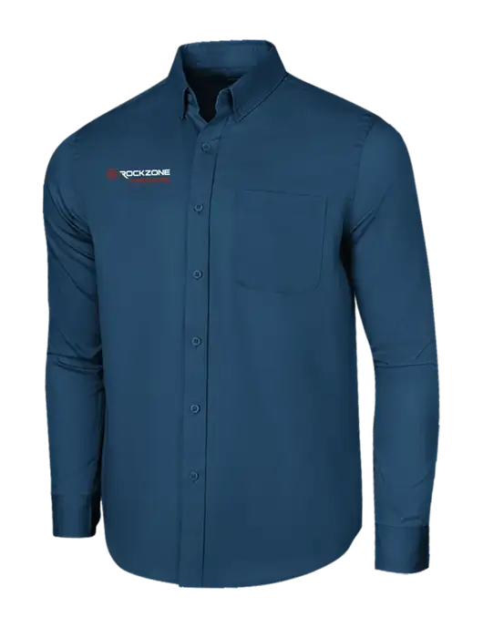 Long Sleeve Light Navy Superpro React Twill Shirt w/RockZone Americas Logo