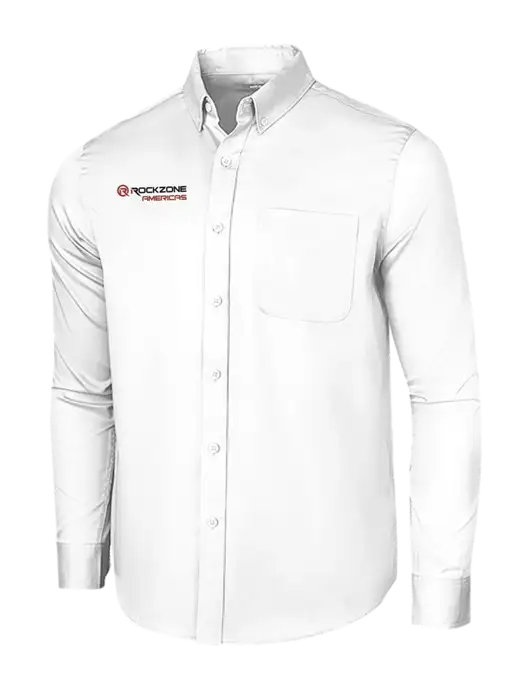 Long Sleeve White Superpro React Twill Shirt w/RockZone Americas Logo