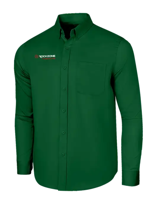 Long Sleeve Dark Green Superpro React Twill Shirt w/RockZone Americas Logo