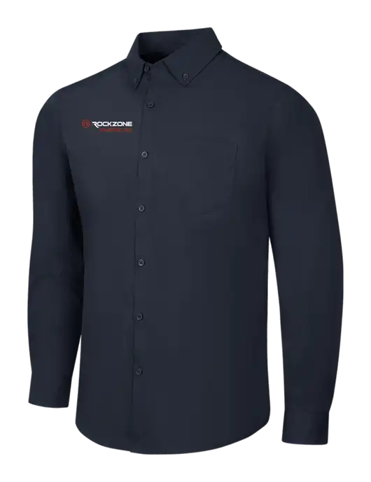 Navy Long Sleeve Carefree Poplin Shirt w/RockZone Americas Logo