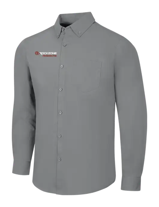 Medium Grey Long Sleeve Carefree Poplin Shirt w/RockZone Americas Logo