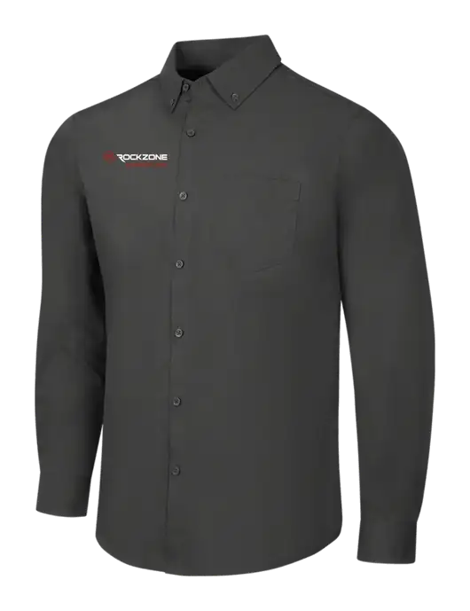 Dark Grey Long Sleeve Carefree Poplin Shirt w/RockZone Americas Logo