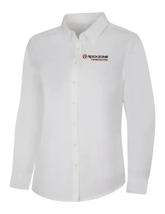 Womens White Long Sleeve Superpro React Twill Shirt w/RockZone Americas Logo