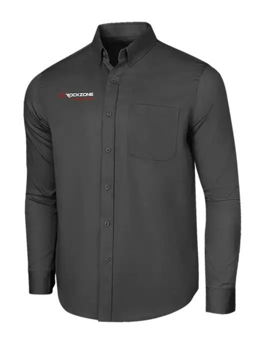 Long Sleeve Dark Grey Superpro React Twill Shirt w/RockZone Americas Logo