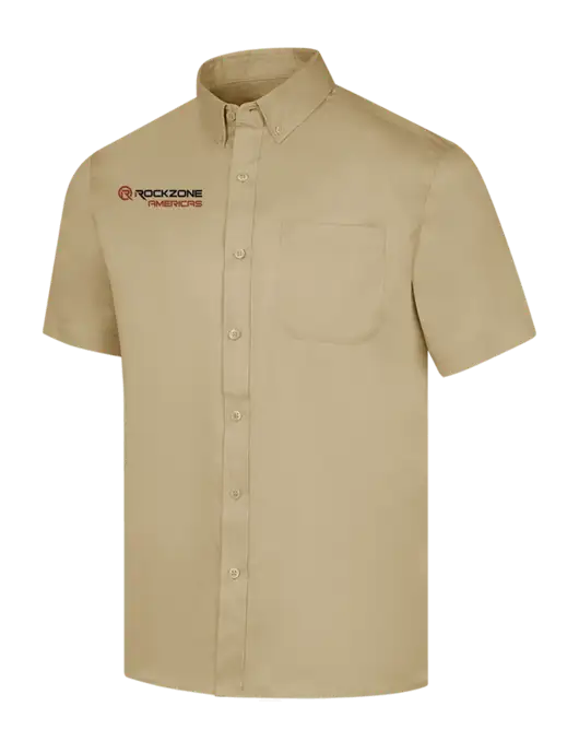 Short Sleeve Dark Tan Superpro React Twill Shirt w/RockZone Americas Logo