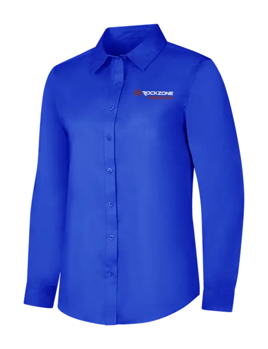 Womens Long Sleeve Dark Royal Superpro React Twill Shirt w/RockZone Americas Logo