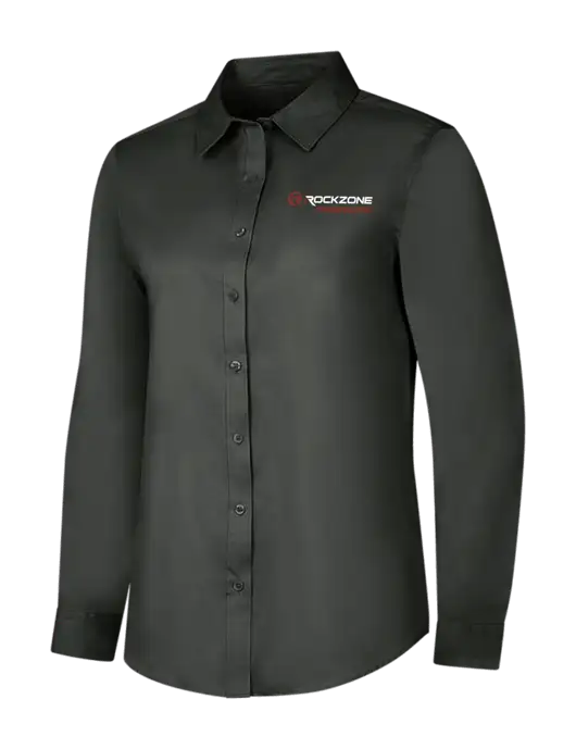 Dark Grey Womens Long Sleeve Superpro React Twill Shirt w/RockZone Americas Logo