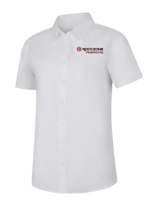 Womens White Short Sleeve Superpro React Twill Shirt w/RockZone Americas Logo