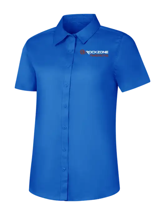 Womens Short Sleeve Royal Blue Superpro React Twill Shirt w/RockZone Americas Logo