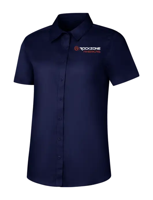 Womens Navy Short Sleeve Superpro React Twill Shirt w/RockZone Americas Logo