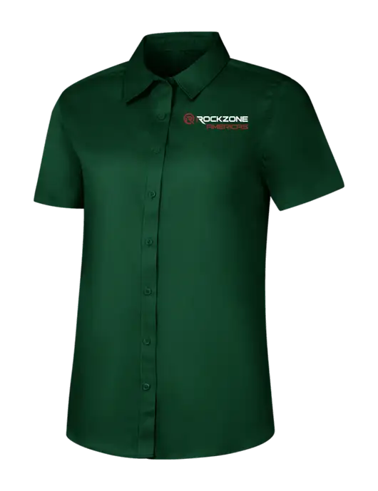 Womens Dark Green Short Sleeve Superpro React Twill Shirt w/RockZone Americas Logo