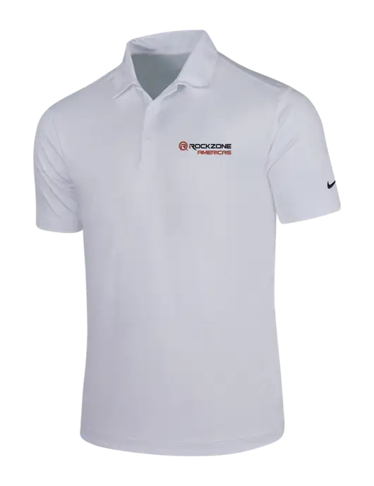 NIKE White Dri-Fit Vertical Mesh Polo w/RockZone Americas Logo