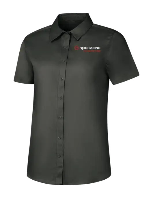 Womens Dark Grey Short Sleeve Superpro React Twill Shirt w/RockZone Americas Logo