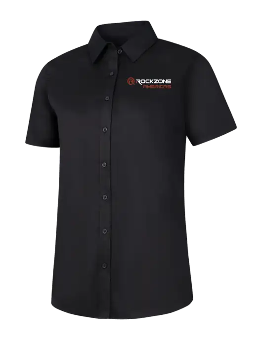 Womens Black Short Sleeve Superpro React Twill Shirt w/RockZone Americas Logo