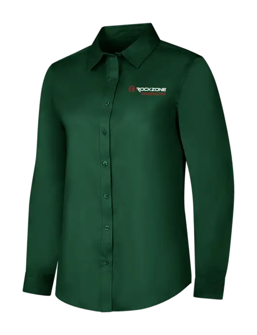 Dark Green Womens Long Sleeve Superpro React Twill Shirt w/RockZone Americas Logo