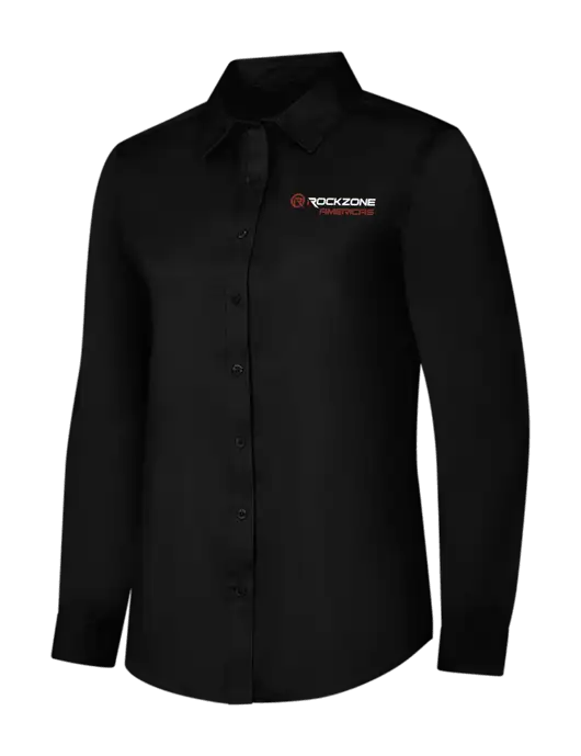 Womens Black Long Sleeve Superpro React Twill Shirt w/RockZone Americas Logo