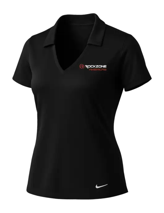 NIKE Black Womens Dri-Fit Vertical Mesh Polo w/RockZone Americas Logo