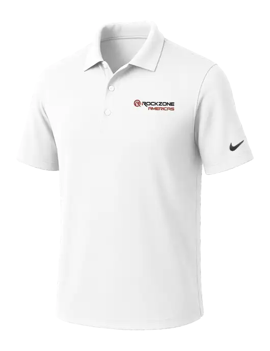 NIKE White Dri-Fit Micro Pique Polo w/RockZone Americas Logo
