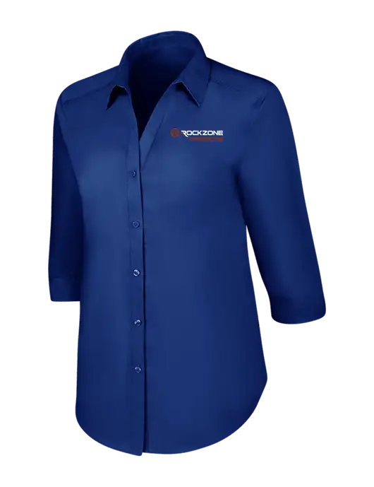 Womens Royal 3/4 Sleeve Carefree Poplin Shirt w/RockZone Americas Logo