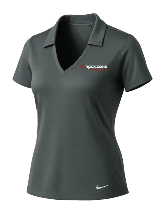 NIKE Dark Grey Womens Dri-Fit Vertical Mesh Polo w/RockZone Americas Logo