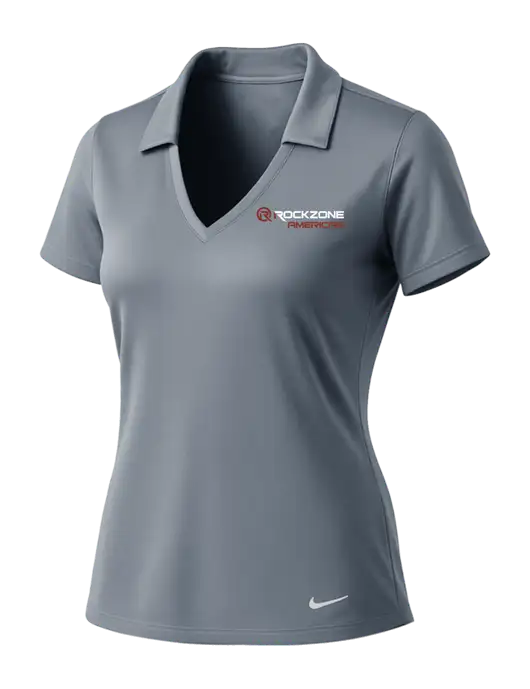 NIKE Medium Grey Womens Dri-Fit Vertical Mesh Polo w/RockZone Americas Logo