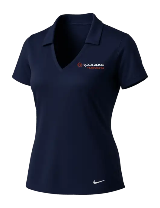 NIKE Dark Navy Womens Dri-Fit Vertical Mesh Polo w/RockZone Americas Logo