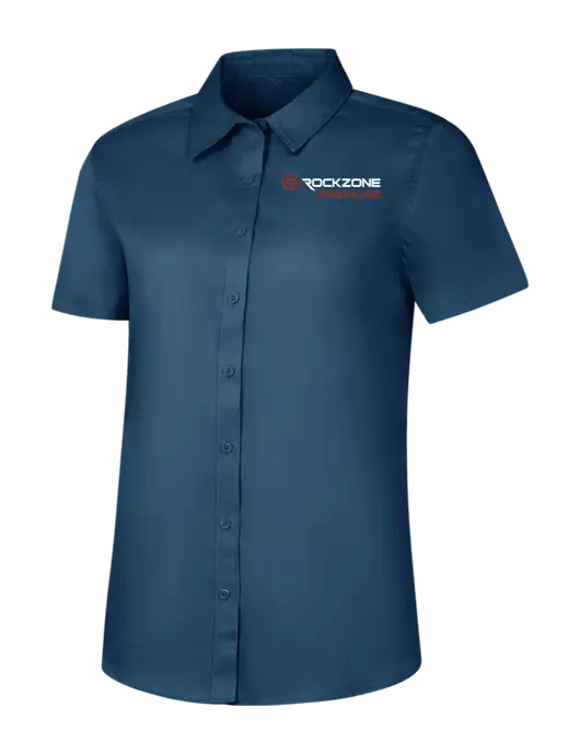 Womens Light Navy Short Sleeve Superpro React Twill Shirt w/RockZone Americas Logo