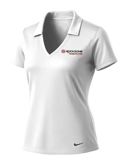 NIKE White Womens Dri-Fit Vertical Mesh Polo w/RockZone Americas Logo