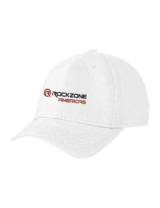 White Structured Soft Snap Closure Hook & Loop Cap w/RockZone Americas Logo