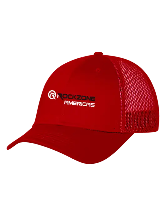 Red Mesh Trucker Cap Snap Back w/RockZone Americas Logo
