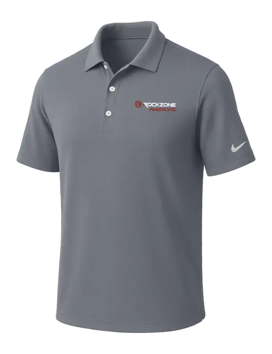 NIKE Medium Grey Dri-Fit Micro Pique Polo w/RockZone Americas Logo