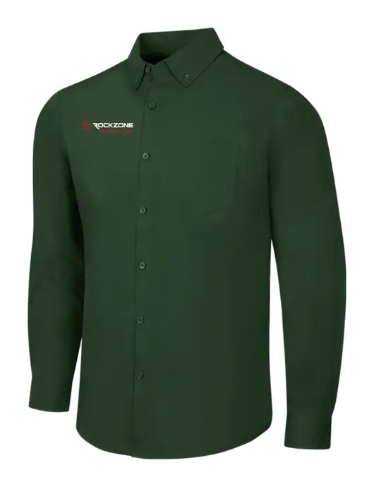Forest Green Long Sleeve Carefree Poplin Shirt w/RockZone Americas Logo