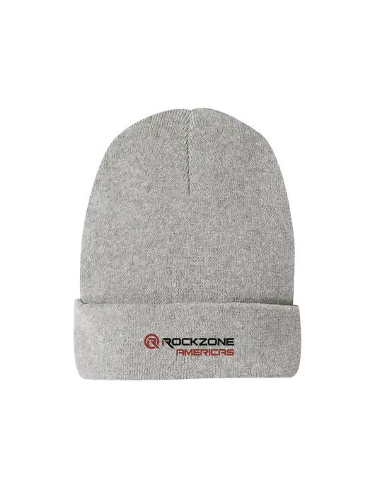 Recycled Light Heather Grey Beanie w/RockZone Americas Logo