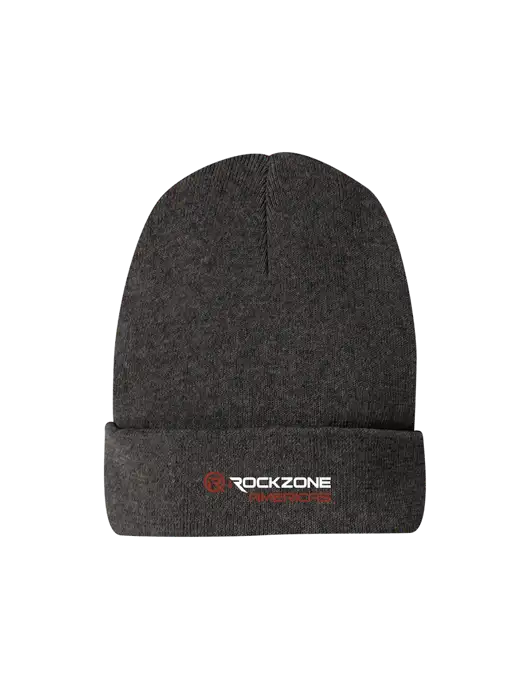 Recycled Charcoal Heather Beanie w/RockZone Americas Logo