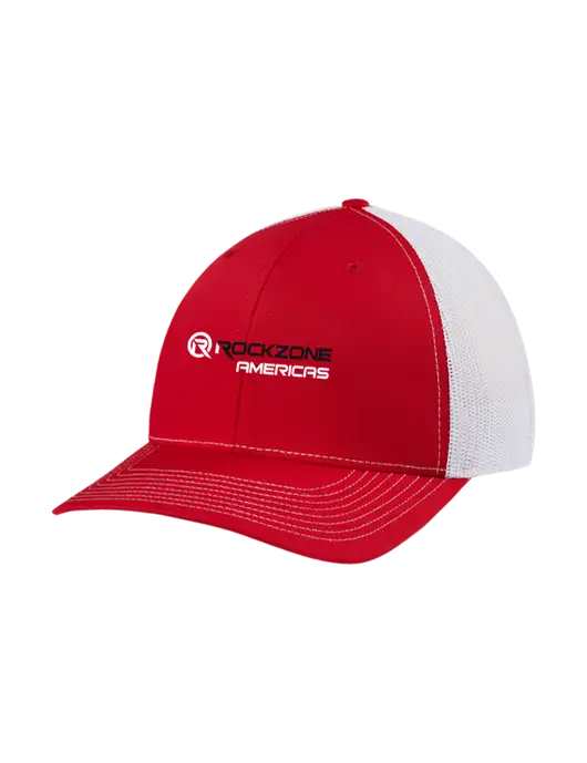 Richardson Adjustable Snapback Original 112 Trucker Cap Red w/White Mesh w/RockZone Americas Logo
