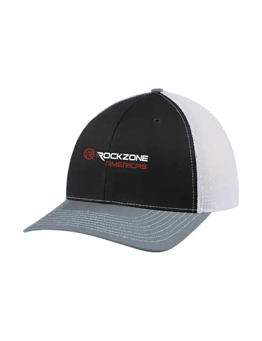 Richardson Adjustable Snapback Original 112 Trucker Cap Black/Light Heather Grey/White Mesh w/RockZone Americas Logo