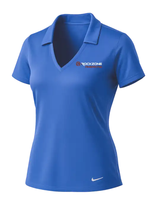 NIKE Light Royal Womens Dri-Fit Vertical Mesh Polo w/RockZone Americas Logo
