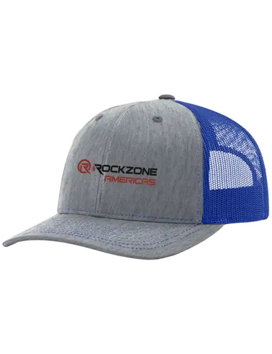 Richardson Adjustable Snapback Original 112 Trucker Cap Heather Light Grey w/Royal Mesh w/RockZone Americas Logo