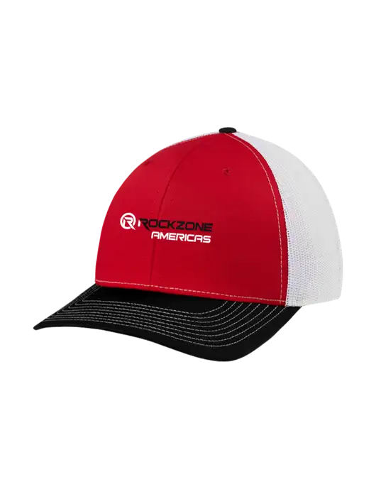Richardson Adjustable Snapback Original 112 Trucker Cap Black/Red/White Mesh w/RockZone Americas Logo