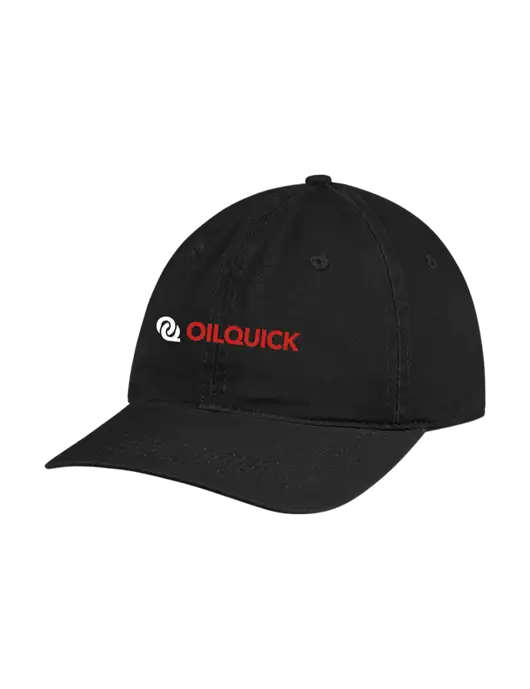 Garment Washed Unstructured Twill Black Cap w/OilQuick Logo