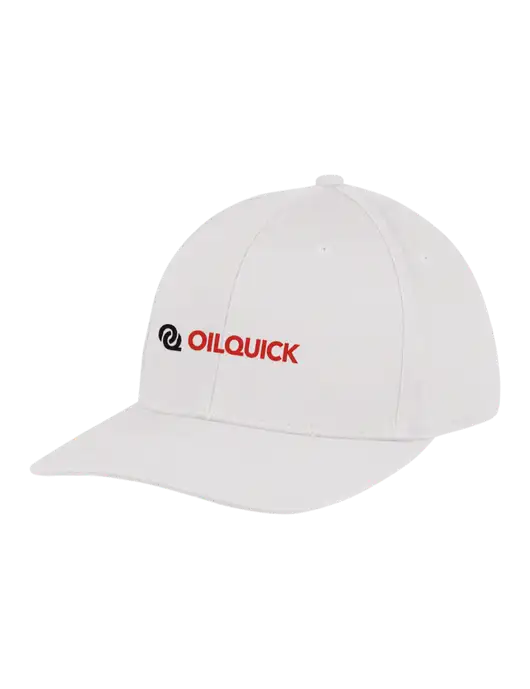 Premium Modern Structured Twill White Snapback Cap w/OilQuick Logo